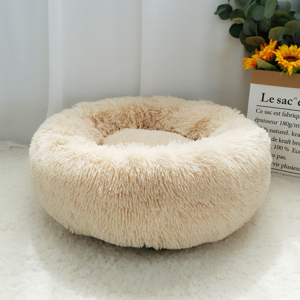 Pet Dog Bed Warm Fleece Round Dog Kennel House Long Plush Winter Pets Dog Beds For Medium Large Dogs Cats Soft Sofa Cushion Mats - Prylkompaniet
