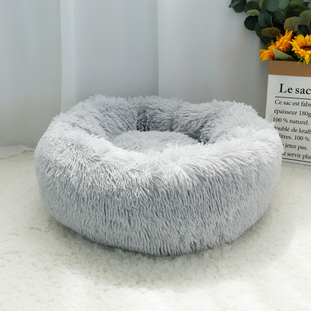 Pet Dog Bed Warm Fleece Round Dog Kennel House Long Plush Winter Pets Dog Beds For Medium Large Dogs Cats Soft Sofa Cushion Mats - Prylkompaniet