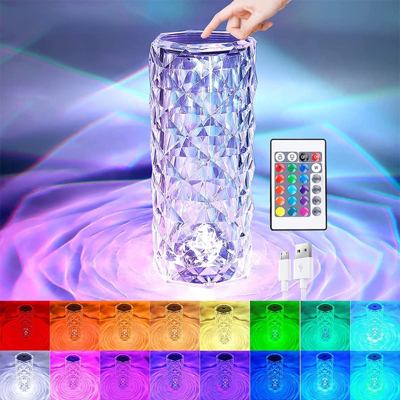 Kristall lampa - 16 färger - Prylkompaniet